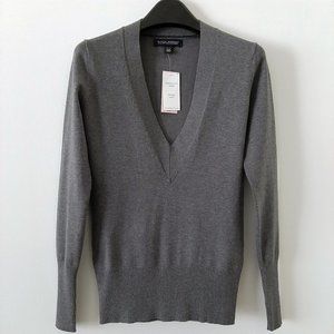 NWT Banana Republic Silk-Cotton-Cashmere V-Neck Sweater, Gray, XXSP/00P/0P